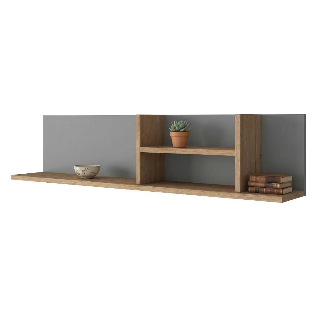 Nureci, Mensola 4 Ripiani, 120x20x25h cm Marrone Rovere