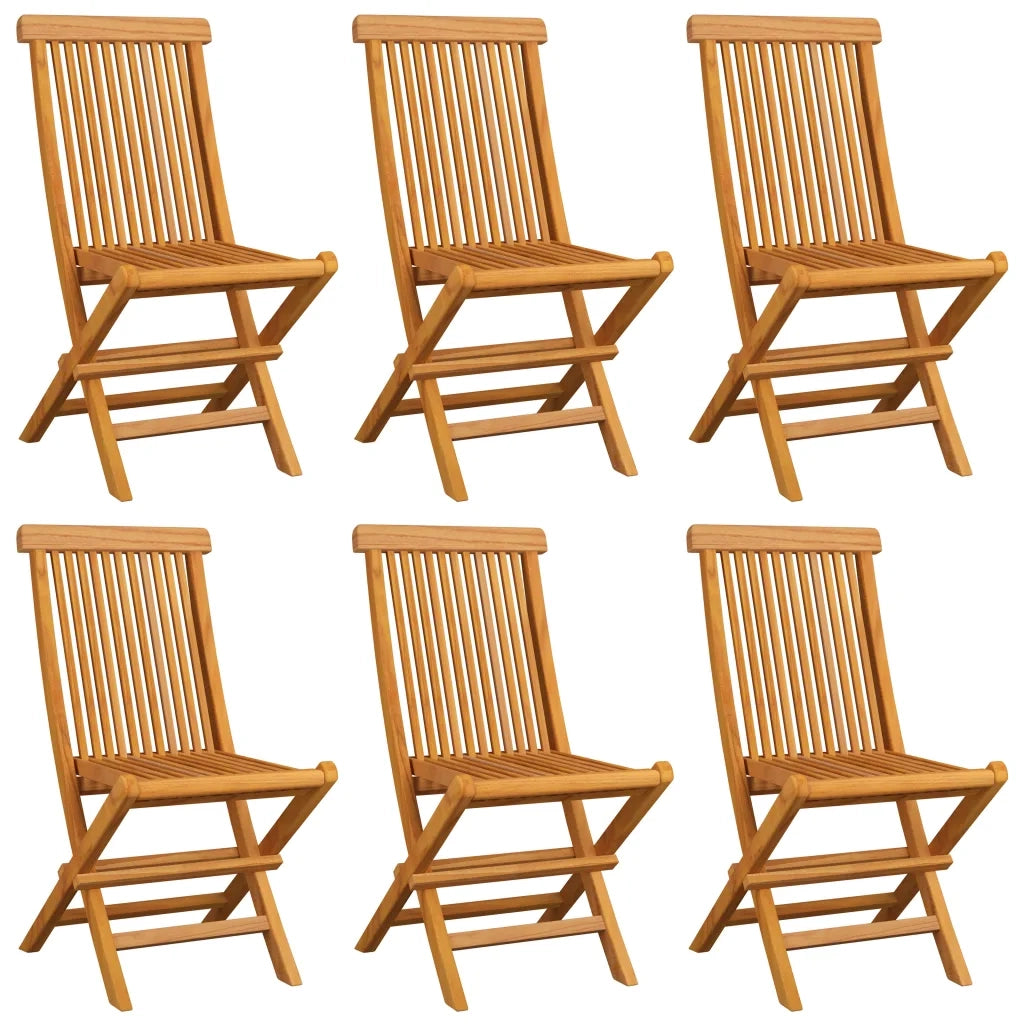 Sedie da Giardino con Cuscini Crema 6 pz in Massello di Teak 3065607