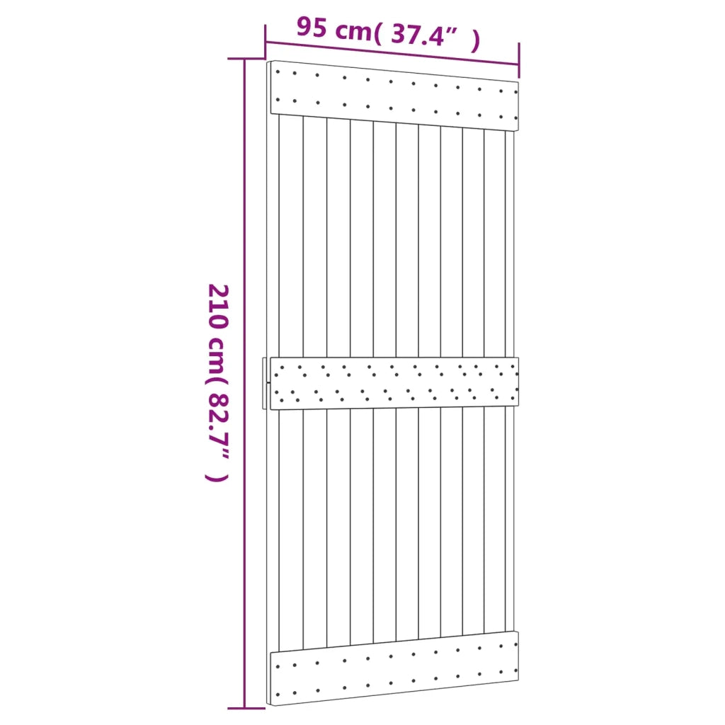 Porta scorrevole Naturale e Nero 95 x 210 cm 3444915