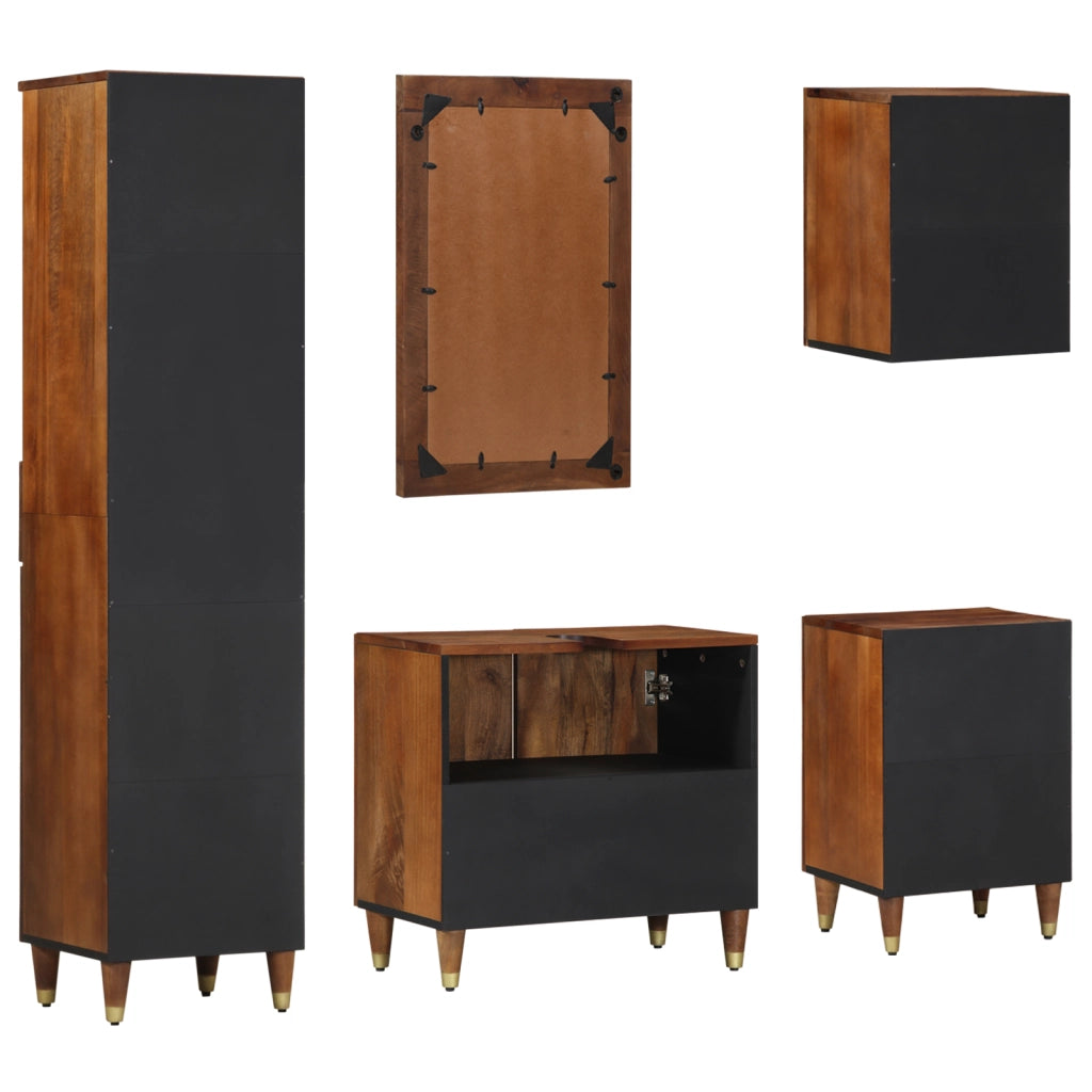 Set di Mobili per Bagno  da 5 Pezzi in Legno Massello di Mango