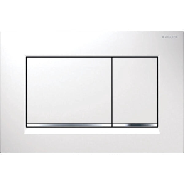 PLACCA DI COPERTURA 2 TASTI SIGMA 30 GEBERIT Bianco bordo inf. cromo lucido