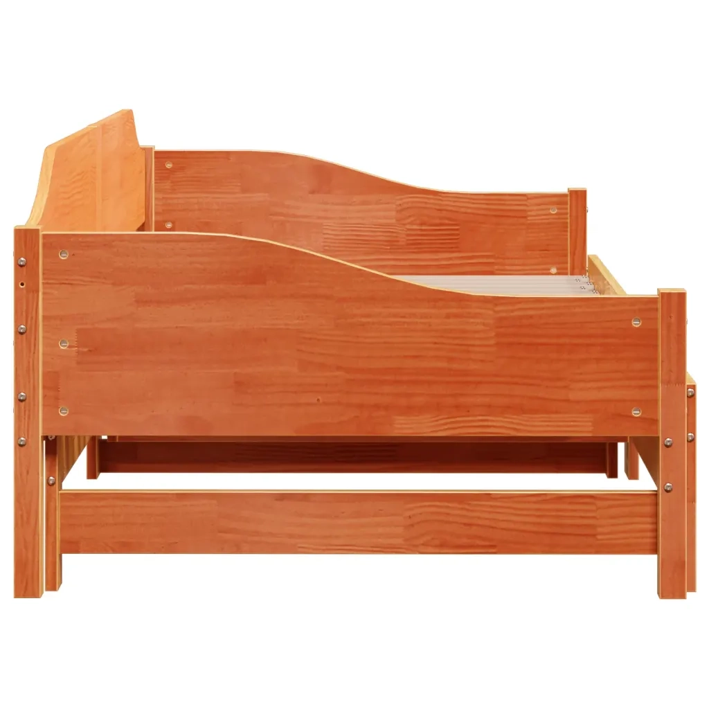 Divano Letto con Rotelle senza Materasso-Sofa Letto-Daybed Marrone Cera 90x190 cm 803050