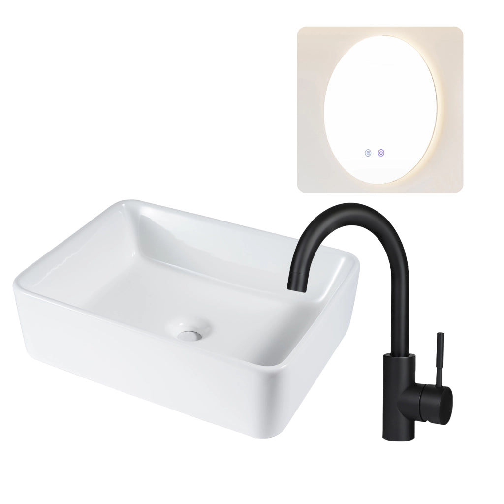 ZMH Lavabo bianco 48x37x13,5cm Ceramica per WC ospiti