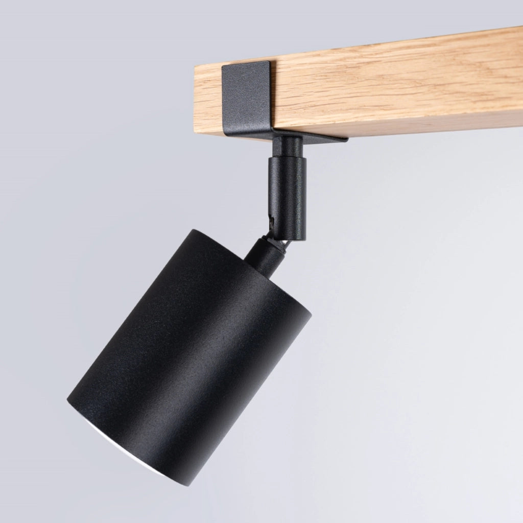 Spot soffitto scandinavo doppio nero legno 2xGU10