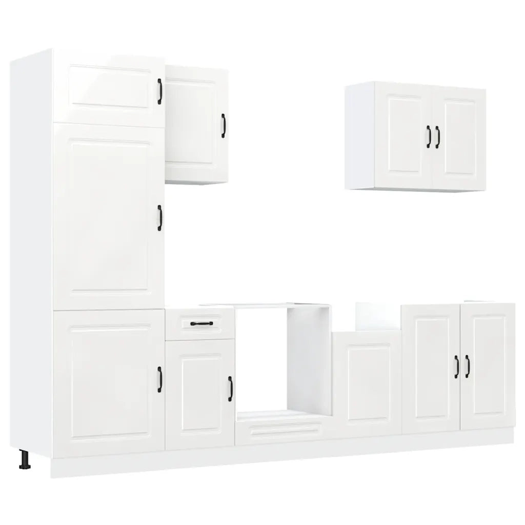 Set Mobili da Cucina 7 pz Kalmar Bianchi Lucido in Truciolato