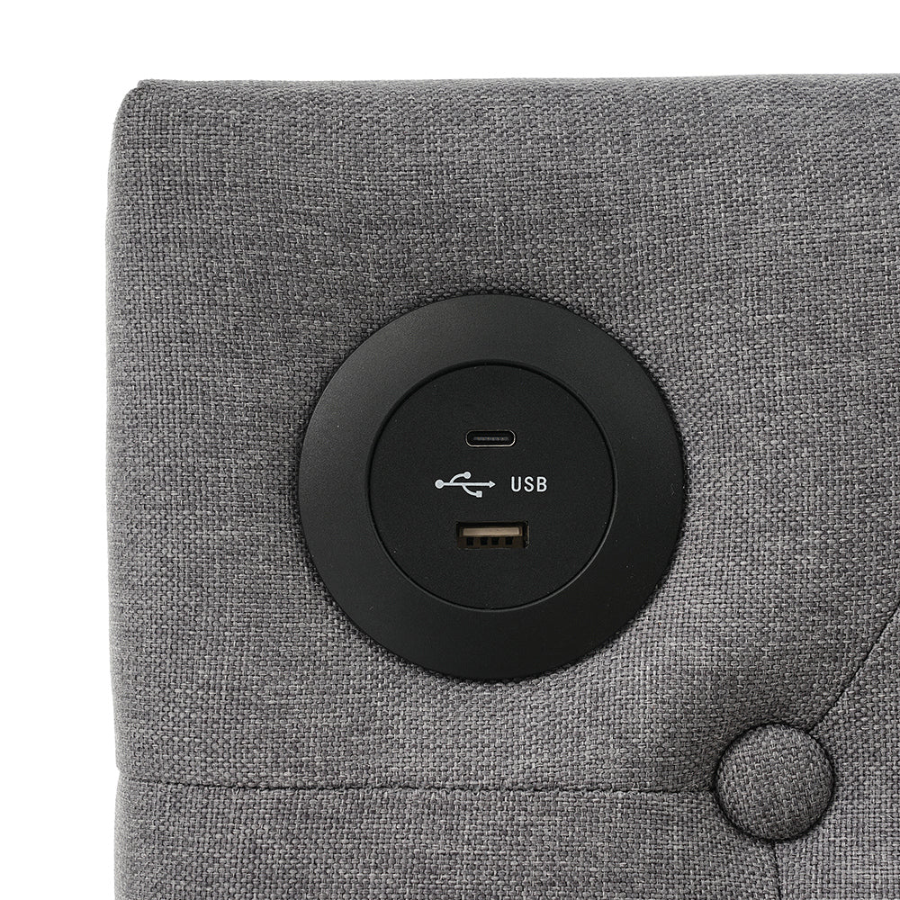 Letto con cassetti e USB-C - Xylo - 90x200 cm - Grigio - Divano letto