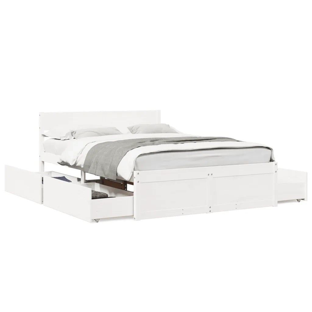 Letto senza Materasso Bianco 120x200 cm Legno Massello di Pino 3282352