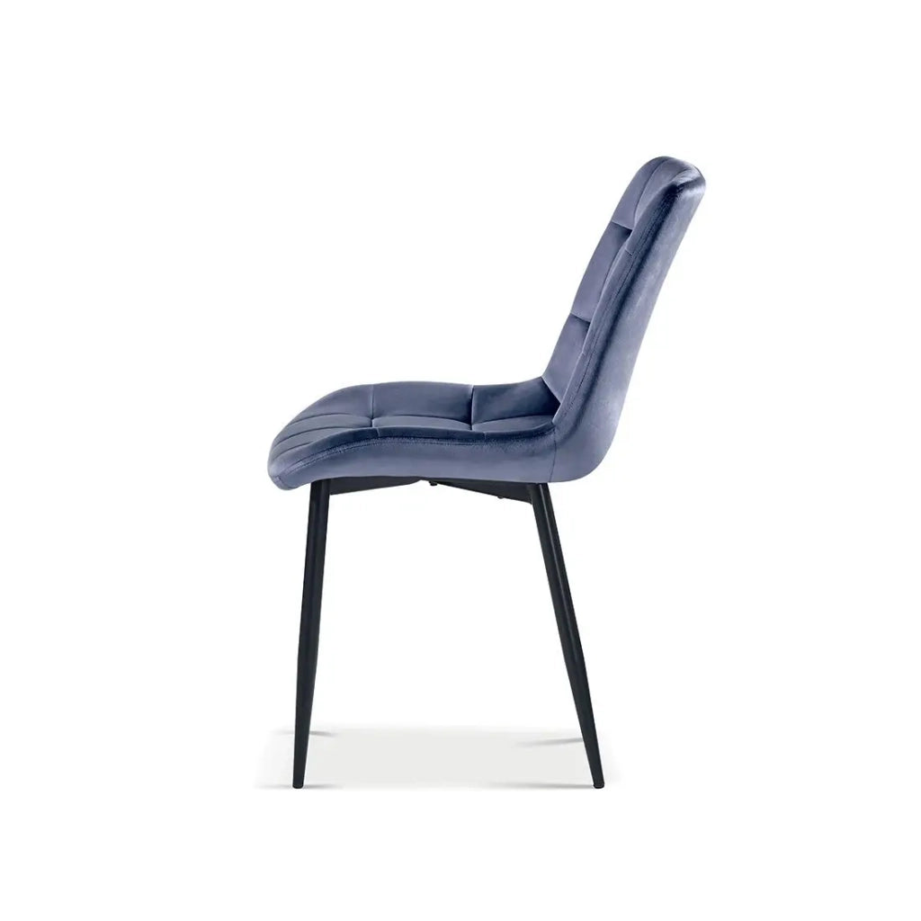 Sedia design KALI – Velluto grigio scuro e gambe in metallo