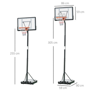 Canestro Basket da Esterno Altezza Regolabile 302-352 cm in Acciaio con Ruote Nero