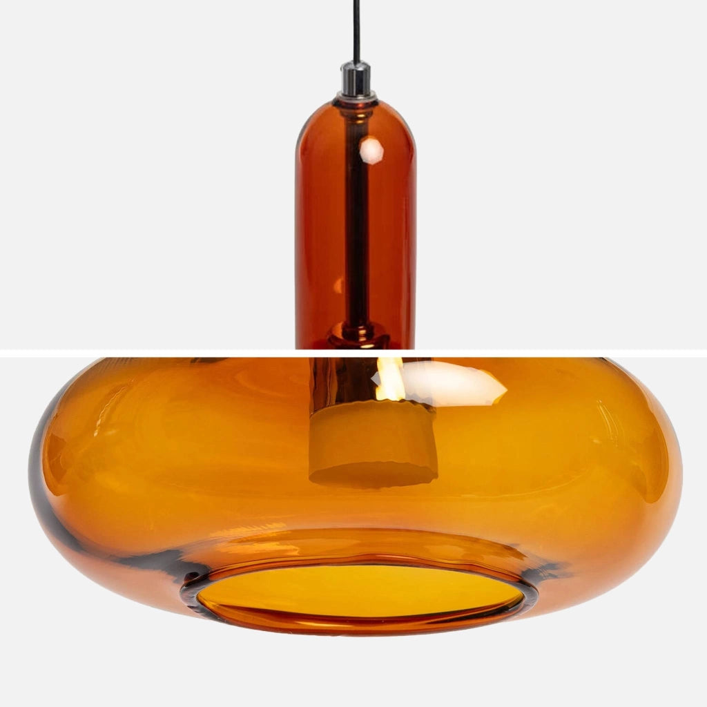 Sospensione interna vetro, ø15cm, ambra