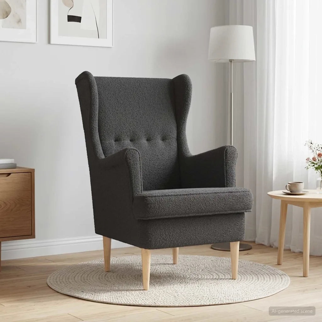 Poltrona-Divano Sedia-Poltroncina Grigio Scuro Boucl¨¦ 996412