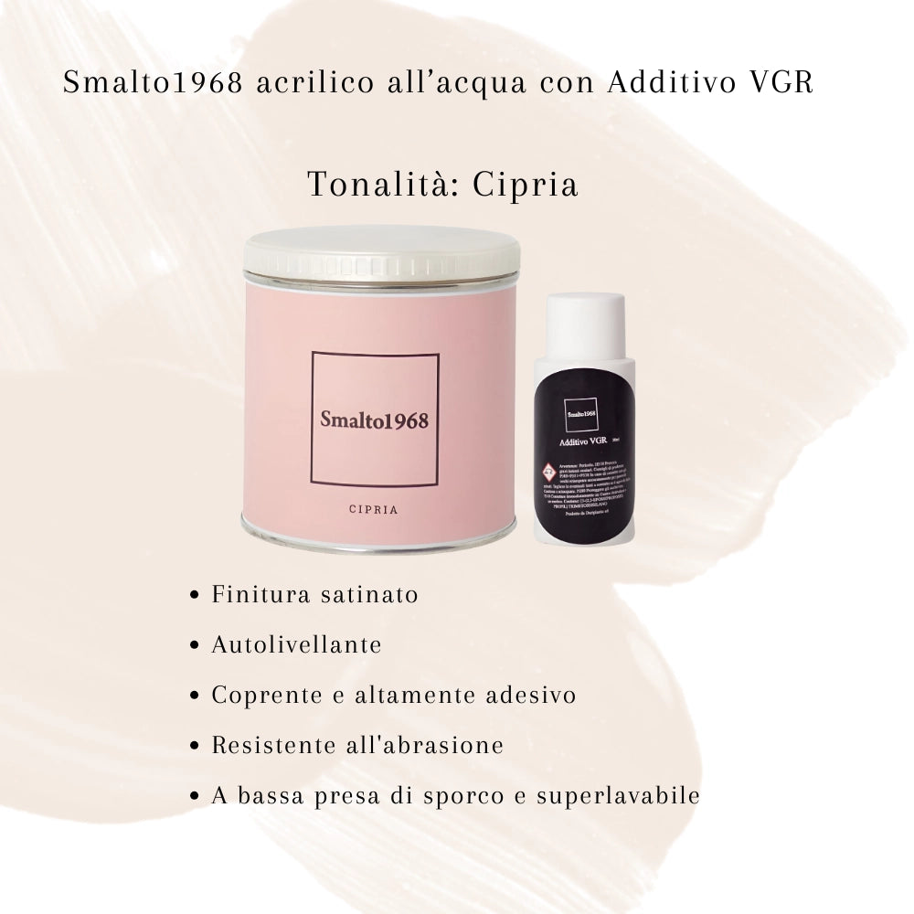 Smalto1968 base acqua vgr piastrelle ceramiche supporti difficili l 0.5 *** colore- cipria, confezione 1