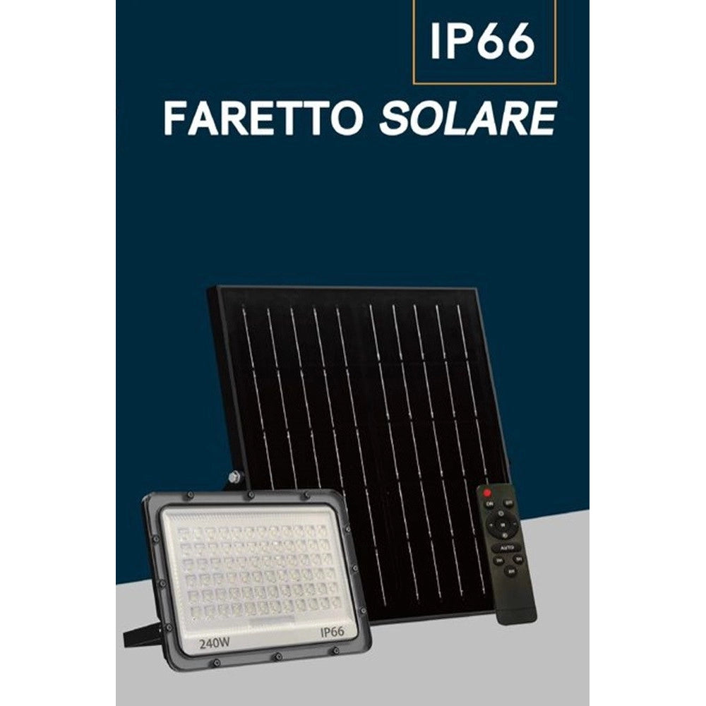 Trade Shop - Faro Led Da Esterno Con Pannello Solare 240w Ip66 Telecomando Luce Regolabile Sf319-240-3c -