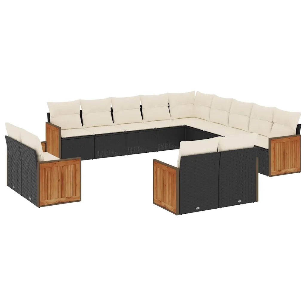 Set Divani da Giardino 13pz con Cuscini Nero in Polyrattancod mxl 116182
