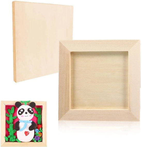 Fotolijst in Legno 20x20 cm - Prikbord con Cornice in Legno - Fotolijst per Applicazioni DIY - Disegno Classico - Materiale Sostenibile - Cornice in Legno con Supporto per Fotografie - Lijst in Legno.