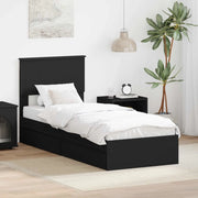 Letto con Contenitore Nero 75 x 190 cm Legno multistrato