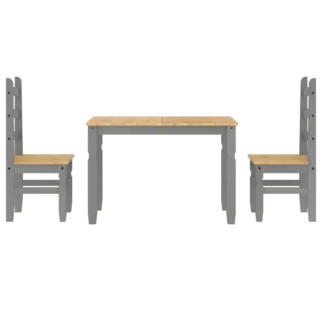 Set da Pranzo 3 pz PANAMA Grigio in Legno Massello di Pino 3345195