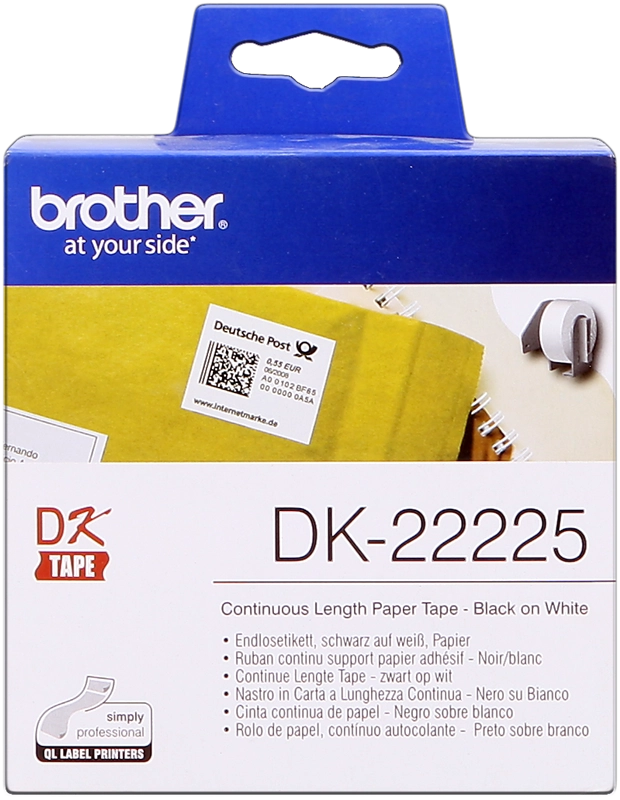 Brother DK-22225 nastro per etichettatrice Nero su bianco