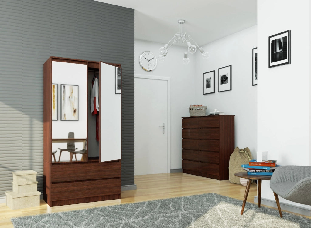 Armadio AKORD S90 Wengé 90 cm 2 ante 2 cassetti 90x51x180 cm