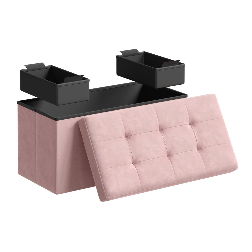 Valora PUFA - LSF247R01 Pouf organizer in velluto MDF rosa pastello