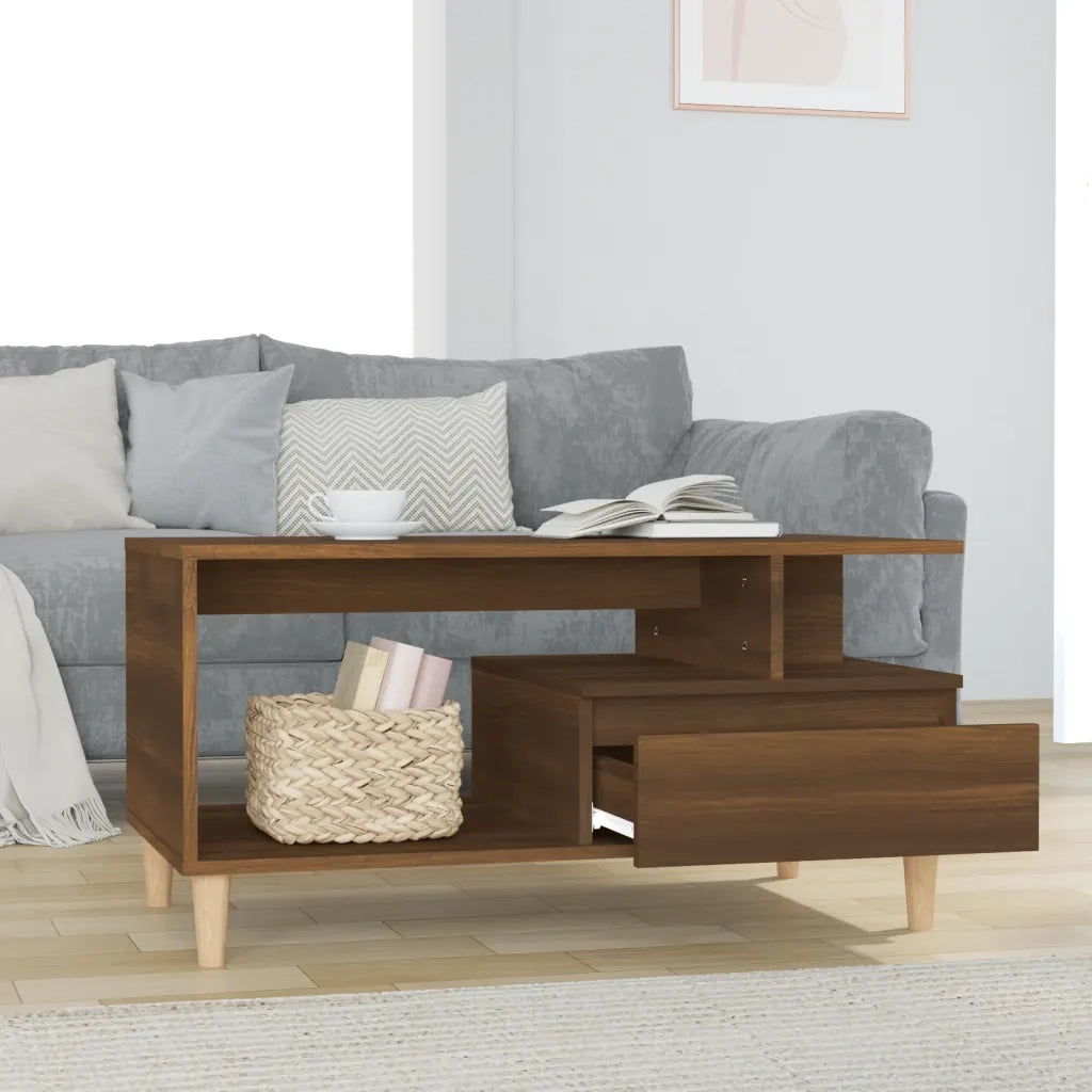 Tavolino Salotto Rovere Marrone 90x49x45 cm Legno Multistrato 819619