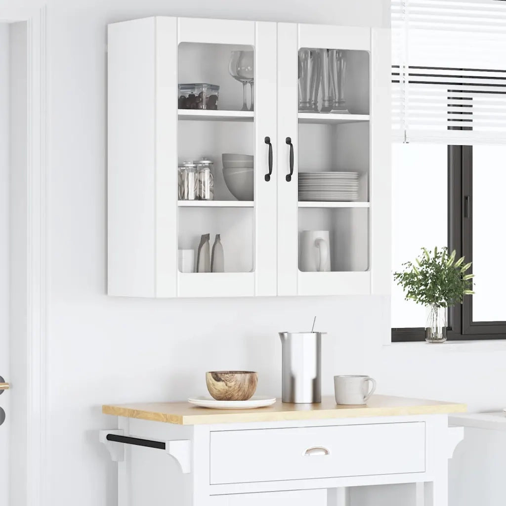 Pensile da cucina | Mobile in vetro da parete LUCCA Bianco 80 x 31 x 80 cm