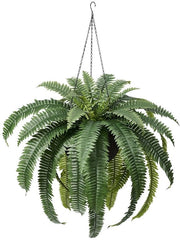 Pianta Artificiale Boston 120 cm - Pianta Finta con 33 Foglie & Resistente ai Raggi UV in Vaso da Sospensione - Pianta Finta Grande per Salone, Balcone, Giardino, Casa e Ufficio, VN142