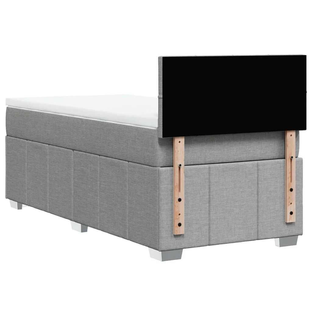 Giroletto a Molle con Materasso Grigio Chiaro 90x200 cm Tessuto