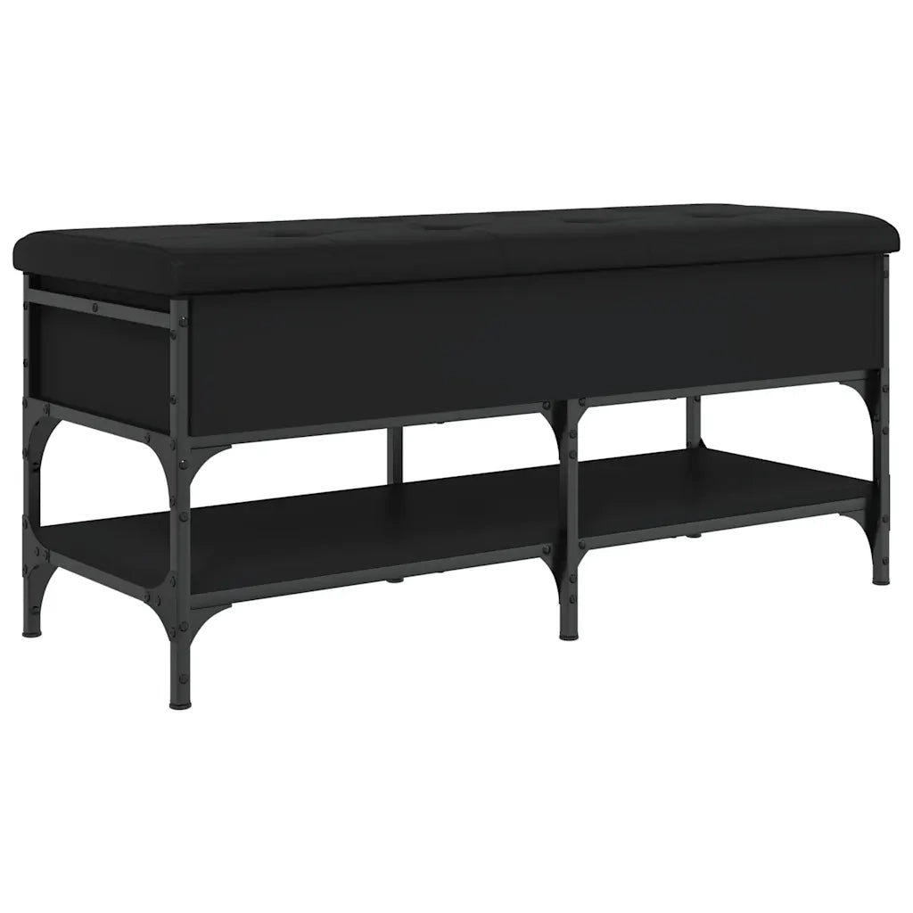 Panca Porta Scarpe-Sgabello-Panca Scarpiera Nera 102x42x45 cm in Legno Multistrato