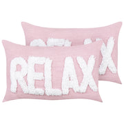 2 cuscini decorativi in cotone rosa pastello 30 x 50 cm con testo bianco