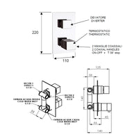 Rubinetto termostatico doccia, due posizioni su piastra unica - serie qubika thermo