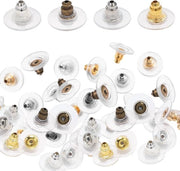 Orecchini di silicone misti da 100 pezzi - ipoallergenici e sicuri (11 x 6 mm)