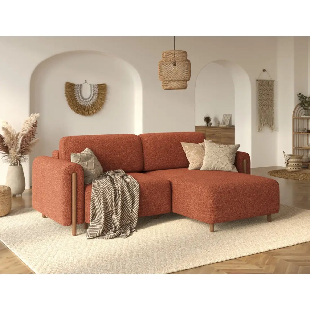 Divano ad angolo trasformabile ARVESSA terracotta bouclette – Angolo destro