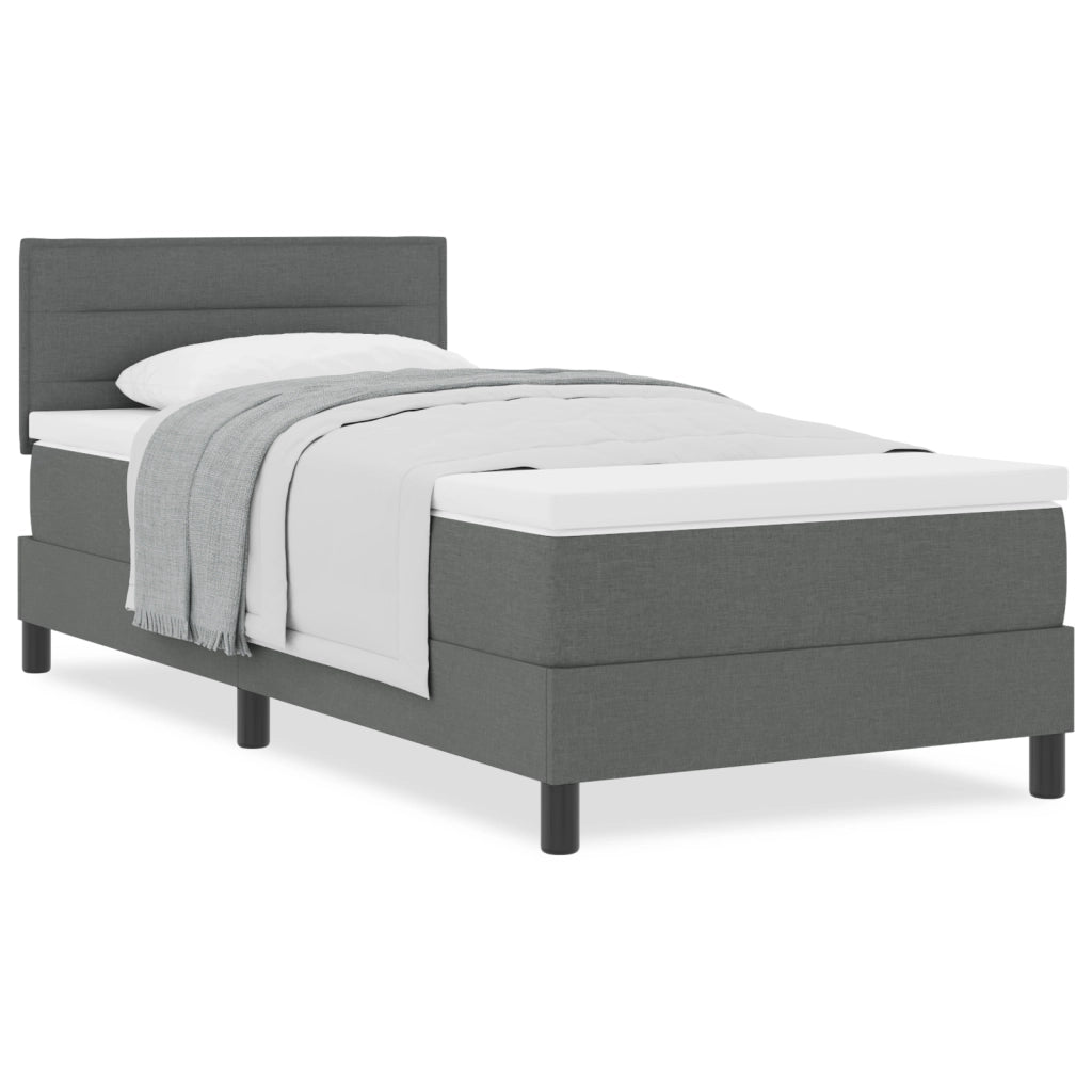 Letto a Rete con Materasso Grigio Scuro 100x200 cm Tessuto