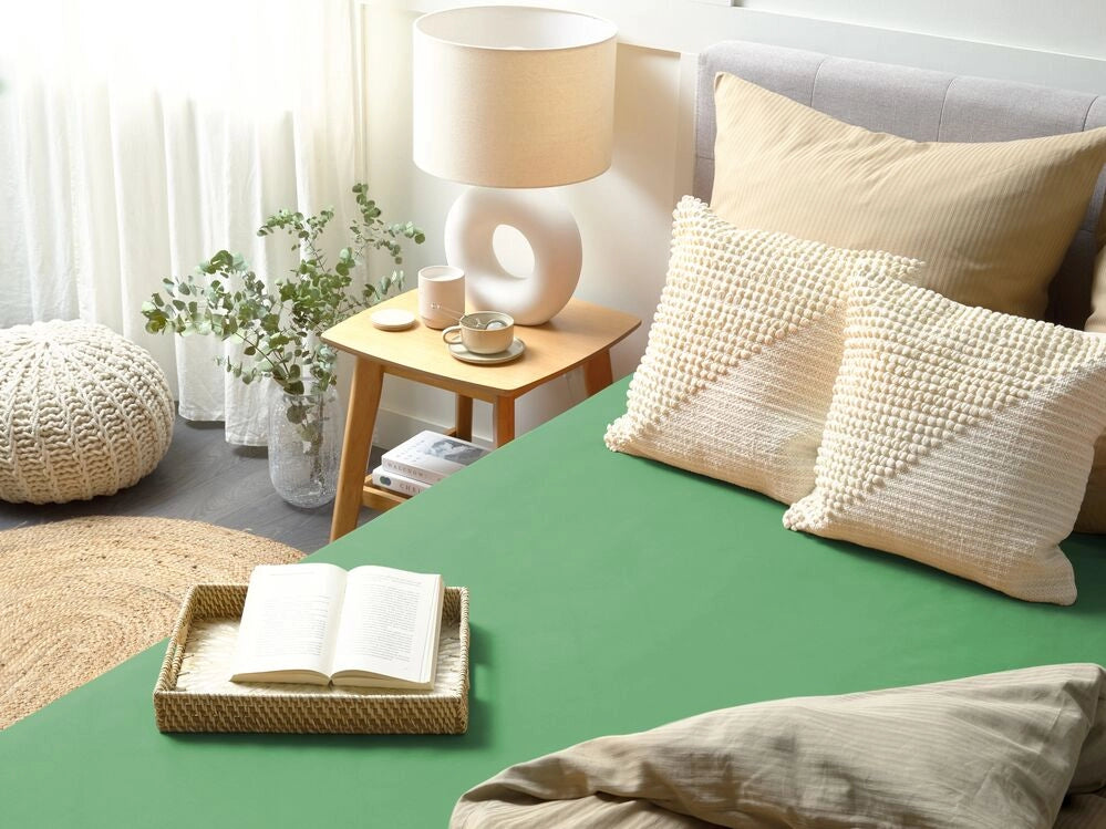 Lenzuolo con angoli cotone verde 180 x 200 cm con bordi elastici modello classico a tinta unita camera da letto classica