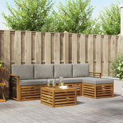 Set di divani da esterno 6 pcs Grigio Naturale e Chiaro