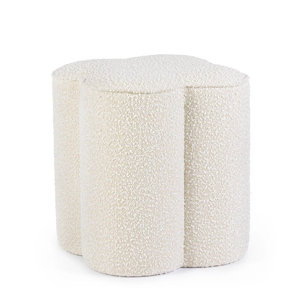 Pouf Sagomato in Tessuto Bouclé Effetto Naturale - WALKER