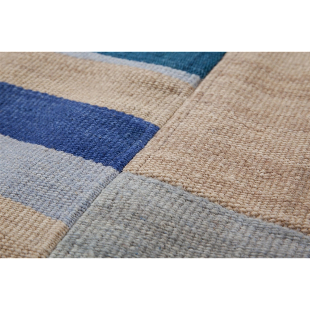 Tappeto Kilim Intenso 300 in Lana e Cotone Blu e Beige