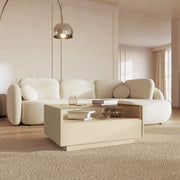 Karisasa, Tavolino da Salotto un Cassetto, 96x40x43h cm Marrone Chiaro