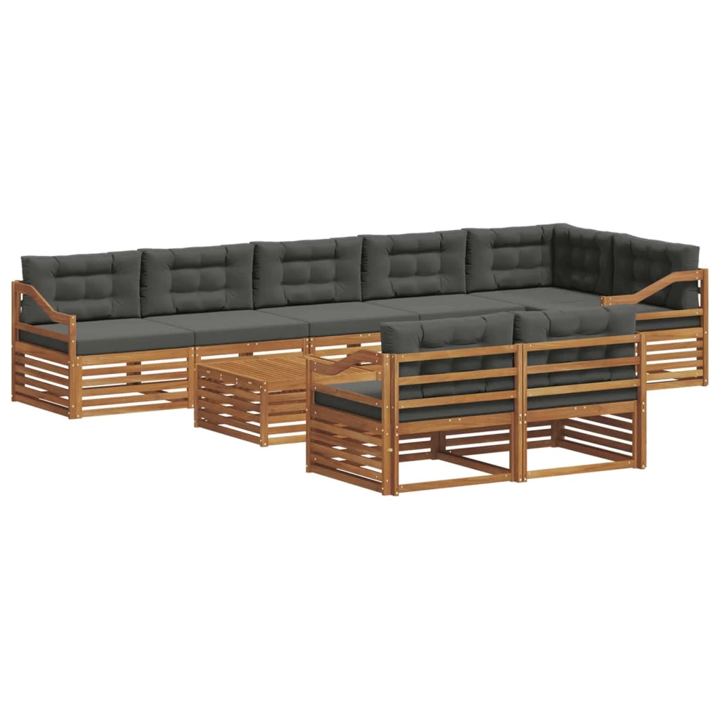 Set di divani da esterno con cuscino 9 pcs Naturale e Antracite 3373717