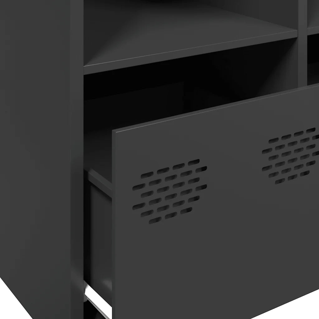 Credenza Nera 135x39x73,5 cm in Acciaio Laminato a Freddo 3307161