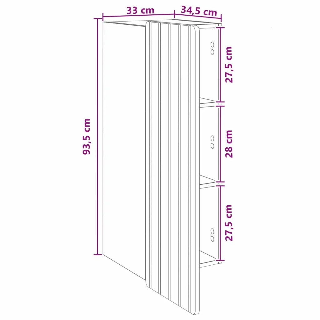 Mobiletto a muro Nero 33 x 34,5 x 94 cm Legno ingegnerizzato 898246