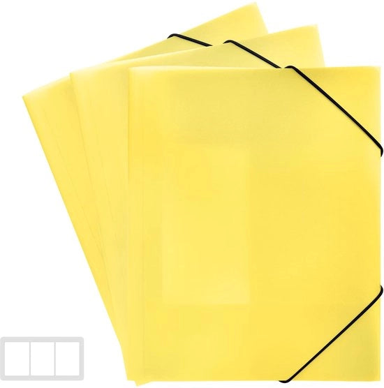 Set di 3 mappe A4, 3-pack di cinture per mappe con chiusura elastica, cinture angolari con chiusura elastica, materiale PP, robusto e duraturo, set di documenti
