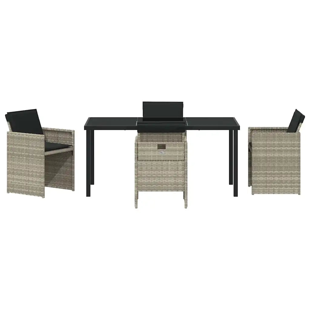 Set da Pranzo per Giardino 5 pcs Grigio chiaro polyrattan