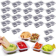 Opbergdozzino in Plastica con Copertura, Contenitori di Snack Riciclabili con Due Compartimenti per Salse, Dipingi e Spezie - Set da 25