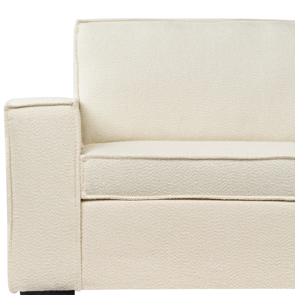 Divano letto in tessuto bianco sporco Divano letto trasformabile a 3 posti con struttura e materasso