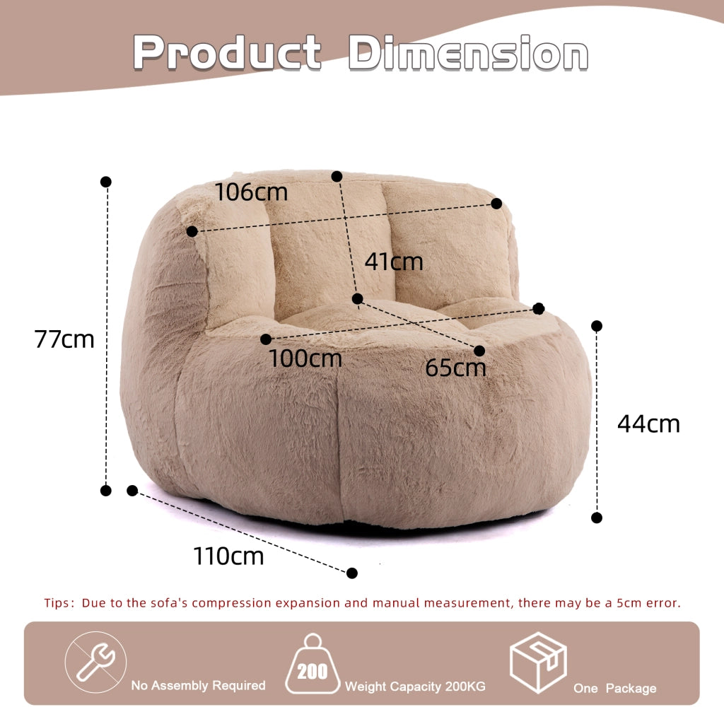 Pouf in pelliccia sintetica con imbottitura in schiuma sminuzzata e maniglia per soggiorno multicolore