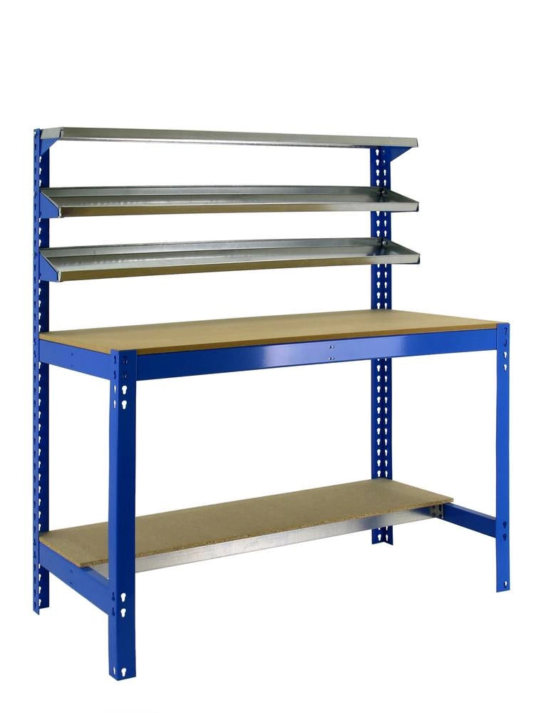 Banco tavolo da lavoro in metallo Simon Rack senza viti colore blu/legno 1445x1210x610 mm Made in Spain