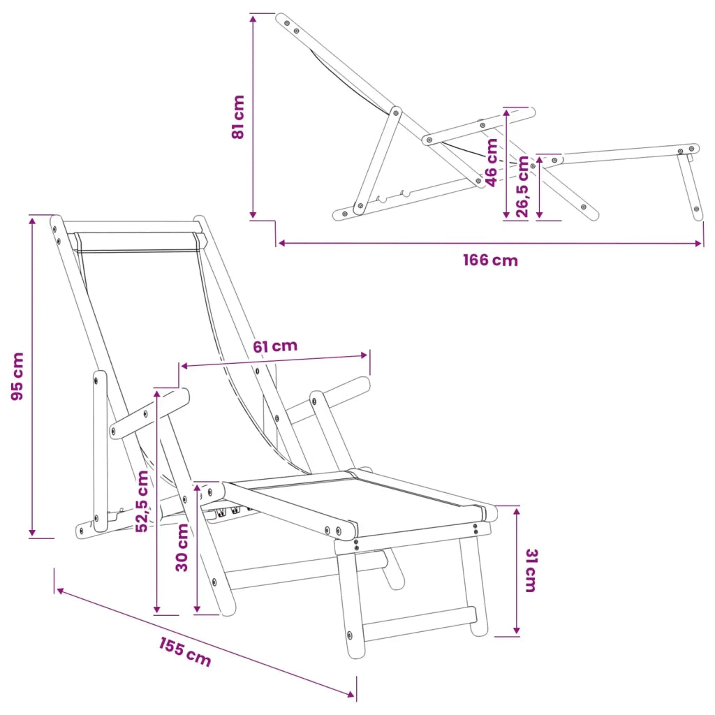 Lettino prendisole pieghevole 3 Posizione Grigio 42024916