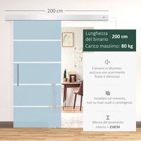 Porta Scorrevole Vetrata 102,5x205 cm Satinata a Strisce Trasparenti